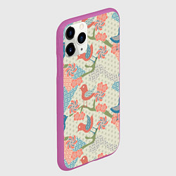 Чехол iPhone 11 Pro матовый Традиционный японский орнамент, цвет: 3D-фиолетовый — фото 2