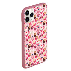 Чехол iPhone 11 Pro матовый Пирожные, цвет: 3D-малиновый — фото 2