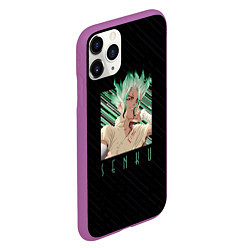 Чехол iPhone 11 Pro матовый Сенку Ишигами в квадрате, цвет: 3D-фиолетовый — фото 2