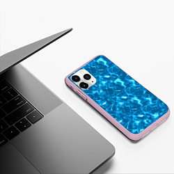 Чехол iPhone 11 Pro матовый Текстура Воды Море, цвет: 3D-розовый — фото 2