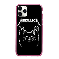 Чехол iPhone 11 Pro матовый METALLICA МЕТАЛЛИКА, цвет: 3D-малиновый