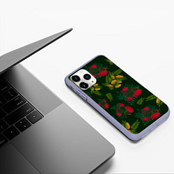 Чехол iPhone 11 Pro матовый Ветки рябины и облепихи, цвет: 3D-светло-сиреневый — фото 2