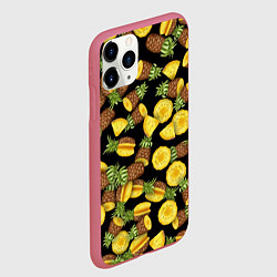 Чехол iPhone 11 Pro матовый Ананасы, цвет: 3D-малиновый — фото 2