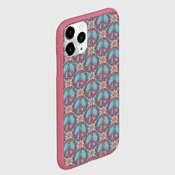 Чехол iPhone 11 Pro матовый Символы хиппи, цвет: 3D-малиновый — фото 2