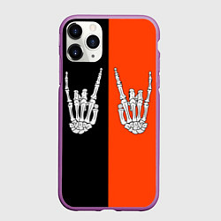 Чехол iPhone 11 Pro матовый Ладошки скелета, цвет: 3D-фиолетовый