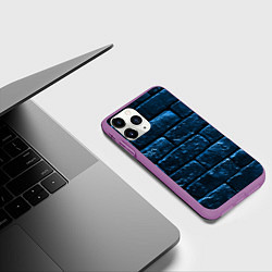 Чехол iPhone 11 Pro матовый Неоновая, кирпичная стена, цвет: 3D-фиолетовый — фото 2
