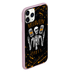 Чехол iPhone 11 Pro матовый HALLOWEEN PARTY ВЕЧЕРИНКА ХЕЛЛОУИН ЧЕРЕП И ТЫКВА, цвет: 3D-розовый — фото 2