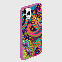 Чехол iPhone 11 Pro матовый Яркий красочный узор, цвет: 3D-фиолетовый — фото 2