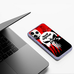 Чехол iPhone 11 Pro матовый Белый череп - счастливый Хэллоуин, цвет: 3D-светло-сиреневый — фото 2