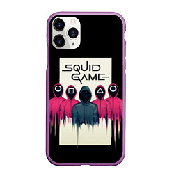 Чехол iPhone 11 Pro матовый Squid Game: Отряд стражей, цвет: 3D-фиолетовый