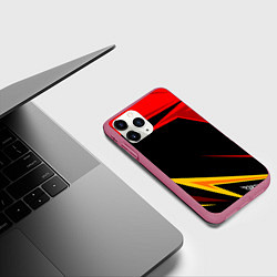 Чехол iPhone 11 Pro матовый Уникальные линии, цвет: 3D-малиновый — фото 2