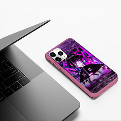 Чехол iPhone 11 Pro матовый Cyberpunk Samurai Anime, цвет: 3D-малиновый — фото 2