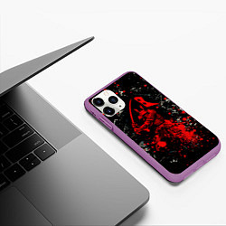 Чехол iPhone 11 Pro матовый Красный Японский Самурай Samurai, цвет: 3D-фиолетовый — фото 2