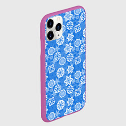 Чехол iPhone 11 Pro матовый Снежные Новогодние Узоры, цвет: 3D-фиолетовый — фото 2