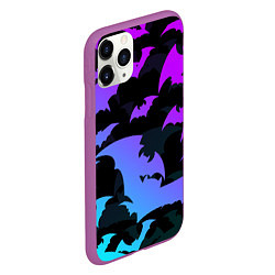 Чехол iPhone 11 Pro матовый ЛЕТУЧИЕ МЫШИ ХЕЛЛОУИН НЕОН HALLOWEEN NEON, цвет: 3D-фиолетовый — фото 2