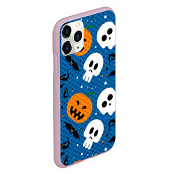 Чехол iPhone 11 Pro матовый ЧЕРЕПА И ТЫКВЫ HALLOWEEN, цвет: 3D-розовый — фото 2