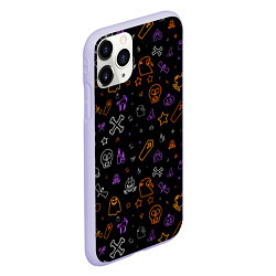 Чехол iPhone 11 Pro матовый ХЕЛЛОУИН ПАТТЕРН НЕОН HALLOWEEN NEON, цвет: 3D-светло-сиреневый — фото 2