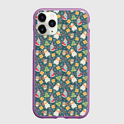 Чехол iPhone 11 Pro матовый С Новым Годом символика, цвет: 3D-фиолетовый