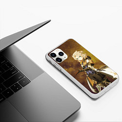 Чехол iPhone 11 Pro матовый Genshin Impact - Geo Albedo, цвет: 3D-белый — фото 2