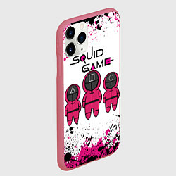 Чехол iPhone 11 Pro матовый ИГРА В КАЛЬМАРА, СТРАЖИ БРЫЗГИ КРАСОК, цвет: 3D-малиновый — фото 2