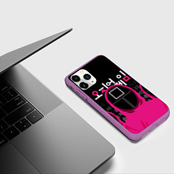 Чехол iPhone 11 Pro матовый Игра в кальмара: Команда стражей, цвет: 3D-фиолетовый — фото 2