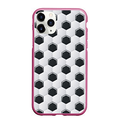 Чехол iPhone 11 Pro матовый Текстура футбольного мяча, цвет: 3D-малиновый