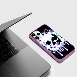 Чехол iPhone 11 Pro матовый Мерцающий череп, цвет: 3D-фиолетовый — фото 2