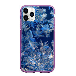 Чехол iPhone 11 Pro матовый Снежинки макро snowflakes macro, цвет: 3D-фиолетовый