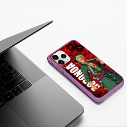 Чехол iPhone 11 Pro матовый Ророноа Зоро, One Piece, цвет: 3D-фиолетовый — фото 2