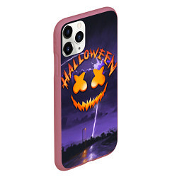 Чехол iPhone 11 Pro матовый ХЕЛЛОУИН НОЧЬ HALLOWEEN NIGHT MARSHMELLO, цвет: 3D-малиновый — фото 2