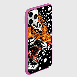 Чехол iPhone 11 Pro матовый Амурский тигр и снегопад, цвет: 3D-фиолетовый — фото 2