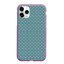 Чехол iPhone 11 Pro матовый Паттерн хомячков, цвет: 3D-фиолетовый