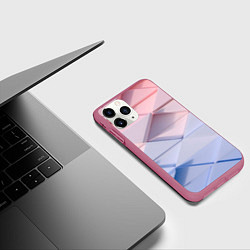 Чехол iPhone 11 Pro матовый Треугольники для тебя, цвет: 3D-малиновый — фото 2