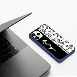 Чехол iPhone 11 Pro матовый ПАТТЕРН РУНЫ RUNES Z, цвет: 3D-тёмно-синий — фото 2