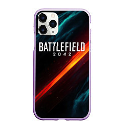 Чехол iPhone 11 Pro матовый BATTLEFIELD 2042 НЕОН, цвет: 3D-сиреневый