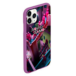 Чехол iPhone 11 Pro матовый Игра в кальмара лестница лого можно убрать, цвет: 3D-фиолетовый — фото 2