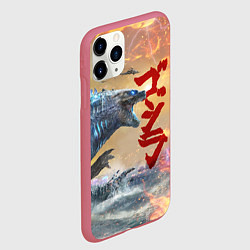 Чехол iPhone 11 Pro матовый ГОДЗИЛЛА АТАКУЕТ!, цвет: 3D-малиновый — фото 2