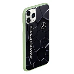 Чехол iPhone 11 Pro матовый Mercedes AMG 3D плиты, цвет: 3D-салатовый — фото 2