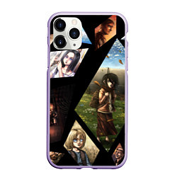 Чехол iPhone 11 Pro матовый Атака титанов портреты, цвет: 3D-светло-сиреневый