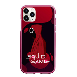 Чехол iPhone 11 Pro матовый Игра в кальмара Red Black, цвет: 3D-малиновый