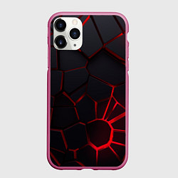 Чехол iPhone 11 Pro матовый Адские 3D плиты 3Д геометрия плиты, цвет: 3D-малиновый