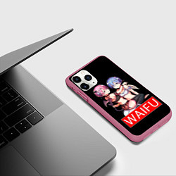Чехол iPhone 11 Pro матовый Рем и рам вайфу Re zero ahegao, цвет: 3D-малиновый — фото 2