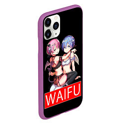 Чехол iPhone 11 Pro матовый Рем и рам вайфу Re zero ahegao, цвет: 3D-фиолетовый — фото 2