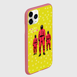 Чехол iPhone 11 Pro матовый Игра в кальмара Рабочие, цвет: 3D-малиновый — фото 2