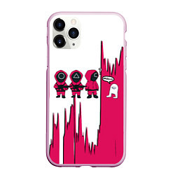 Чехол iPhone 11 Pro матовый Squid Game among us Люди в масках,, цвет: 3D-розовый