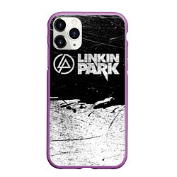 Чехол iPhone 11 Pro матовый Линкин Парк Лого Рок ЧБ Linkin Park Rock, цвет: 3D-фиолетовый