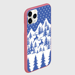 Чехол iPhone 11 Pro матовый Горные Олени, цвет: 3D-малиновый — фото 2