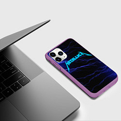 Чехол iPhone 11 Pro матовый METALLICA BLUE FLASH МЕТАЛЛИКА СИНИЕ МОЛНИИ, цвет: 3D-фиолетовый — фото 2