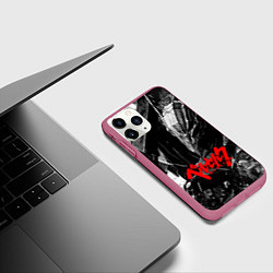 Чехол iPhone 11 Pro матовый BERSERK ЧБ БЕРСЕРК, цвет: 3D-малиновый — фото 2