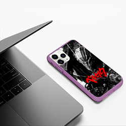 Чехол iPhone 11 Pro матовый BERSERK ЧБ БЕРСЕРК, цвет: 3D-фиолетовый — фото 2